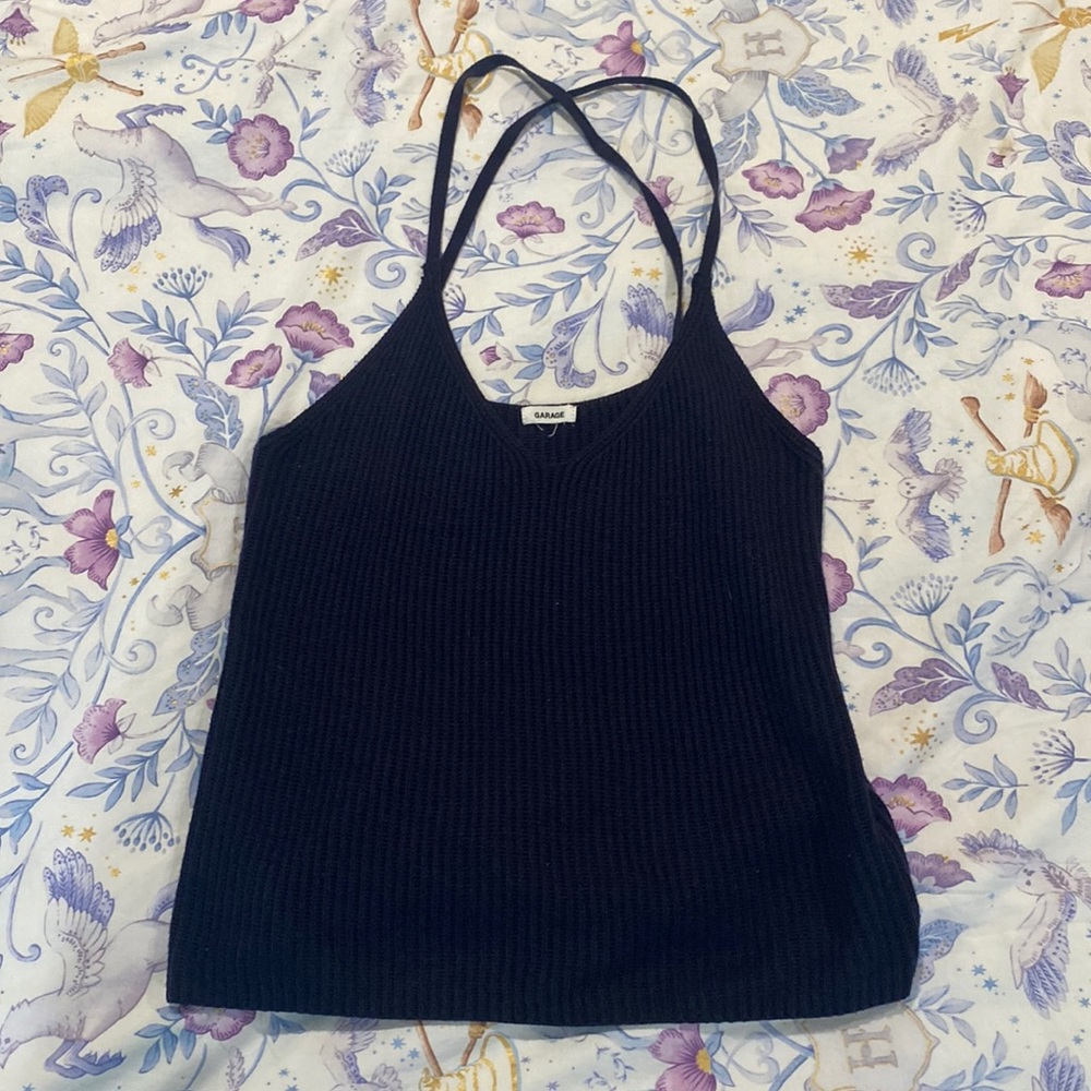 Great condition, GARAGE, Kris Kross straps, navy blue blouse